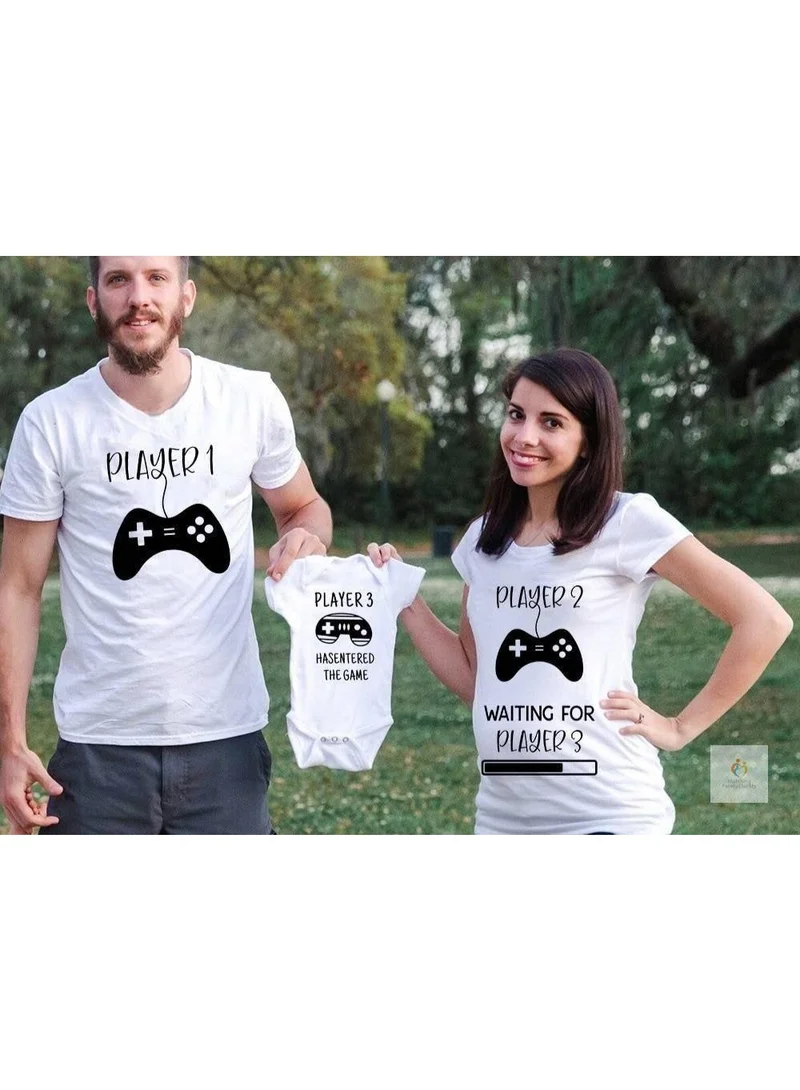 Matching Family Outfits Matching Family Player 1, 2 & 3 T-Shirts Set – Family Gaming Theme Outfits for Mom, Dad & Baby | Cotton Printed Tees | Matching Family Outfits