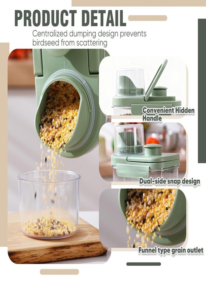 Maxdot 2 Pcs Bird Food Storage Container, Bird Seed Container with Lids Airtight Cup Pet Parrot Food Storage 1.7 Qt & 3 Qt Measuring Containers Easy Pour Spouts for Macaws African Cockatoos(Green) - Image 3