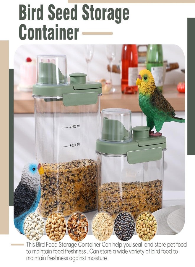 Maxdot 2 Pcs Bird Food Storage Container, Bird Seed Container with Lids Airtight Cup Pet Parrot Food Storage 1.7 Qt & 3 Qt Measuring Containers Easy Pour Spouts for Macaws African Cockatoos(Green) - Image 4