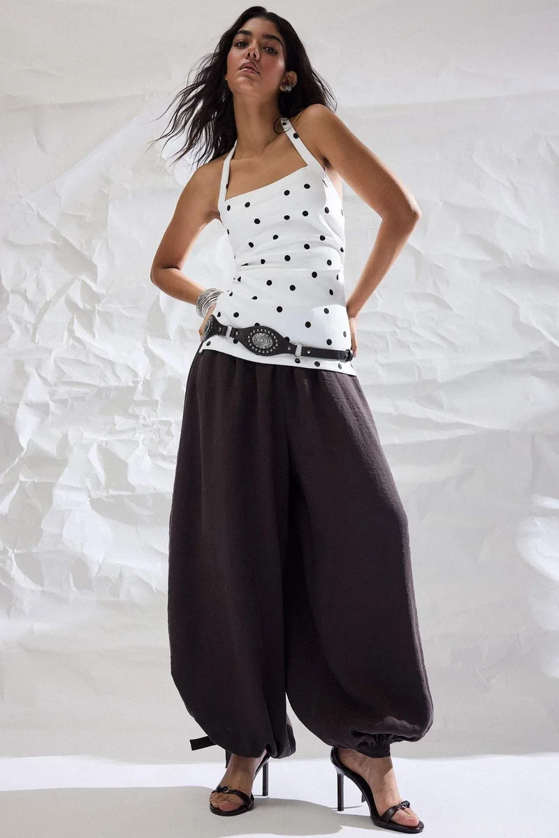 ديفاكتو Balloon Fit Regular Hem modal Trousers