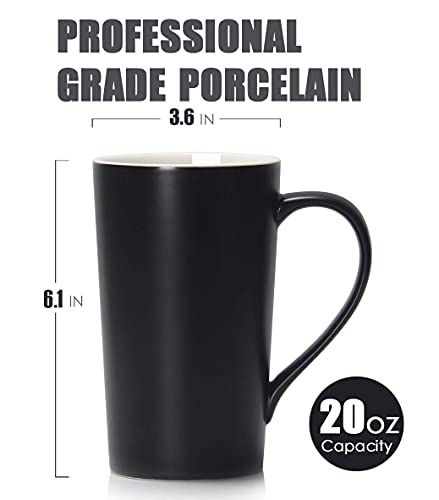 Smilatte 20 oz Large Coffee Mugs, M007 Plain Tall Ceramic Cup with Handle for Dad Men, Set of 2, Black - Image 3
