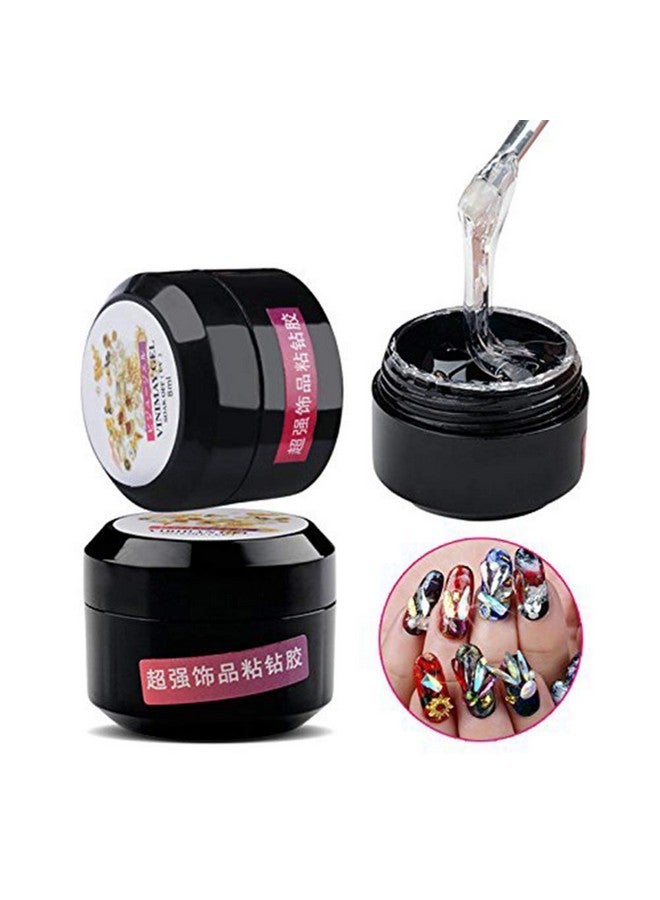 يس ليدي لاصق أظافر YesLady فائق الالتصاق بأحجار الراين فوق البنفسجية، لبناء الأحجار الكريمة الماسية، 8 مل، غراء للمجوهرات مع أدوات فرشاة - Image 1