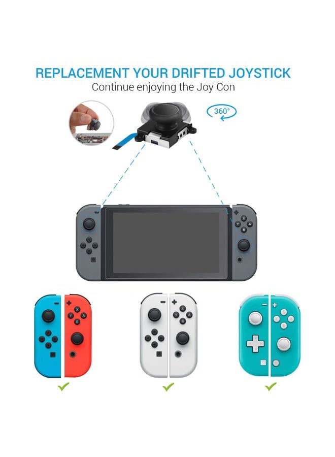 JAOYSTII Joycon Joystick Replacement 4 Pack, Replacement Joy-stick Analog Thumb Stick for Switch Joycon Controller & Switch Lite, Left/Right Analog Joystick with Thumbstick Grips & Screws (4pcs Black) - Image 3