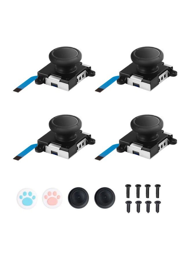 JAOYSTII Joycon Joystick Replacement 4 Pack, Replacement Joy-stick Analog Thumb Stick for Switch Joycon Controller & Switch Lite, Left/Right Analog Joystick with Thumbstick Grips & Screws (4pcs Black) - Image 1