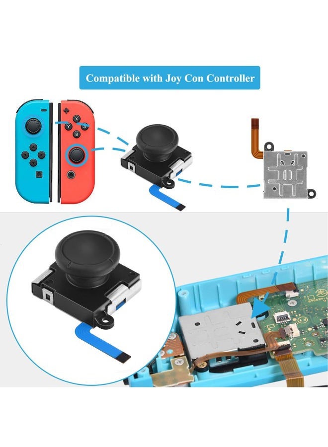 JAOYSTII Joycon Joystick Replacement 4 Pack, Replacement Joy-stick Analog Thumb Stick for Switch Joycon Controller & Switch Lite, Left/Right Analog Joystick with Thumbstick Grips & Screws (4pcs Black) - Image 2