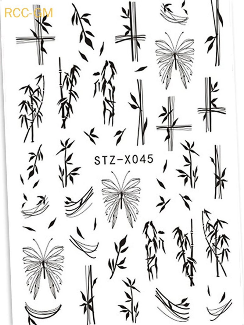 Nail Stickers: 11 Silver-Grey Bamboo Leaf Designs, Elastic Cellulose Material, Long-Lasting Fade-Resistant Print - Quick Application Nail Sliders for Home Manicure, Beginners & Pros - Image 3