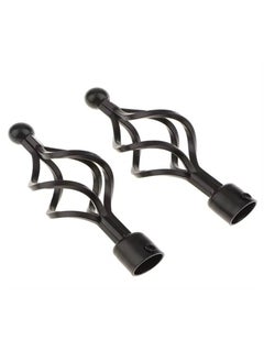 Expandable Curtain Single Rod with Twisted Cage Finials Black 2 Meter