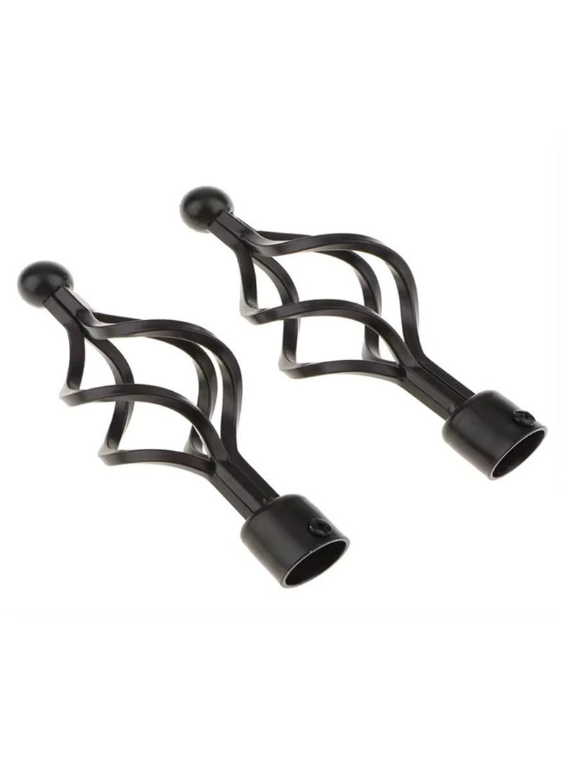 Generic - Expandable Curtain Single Rod with Twisted Cage Finials Black 2 Meter - Image 1