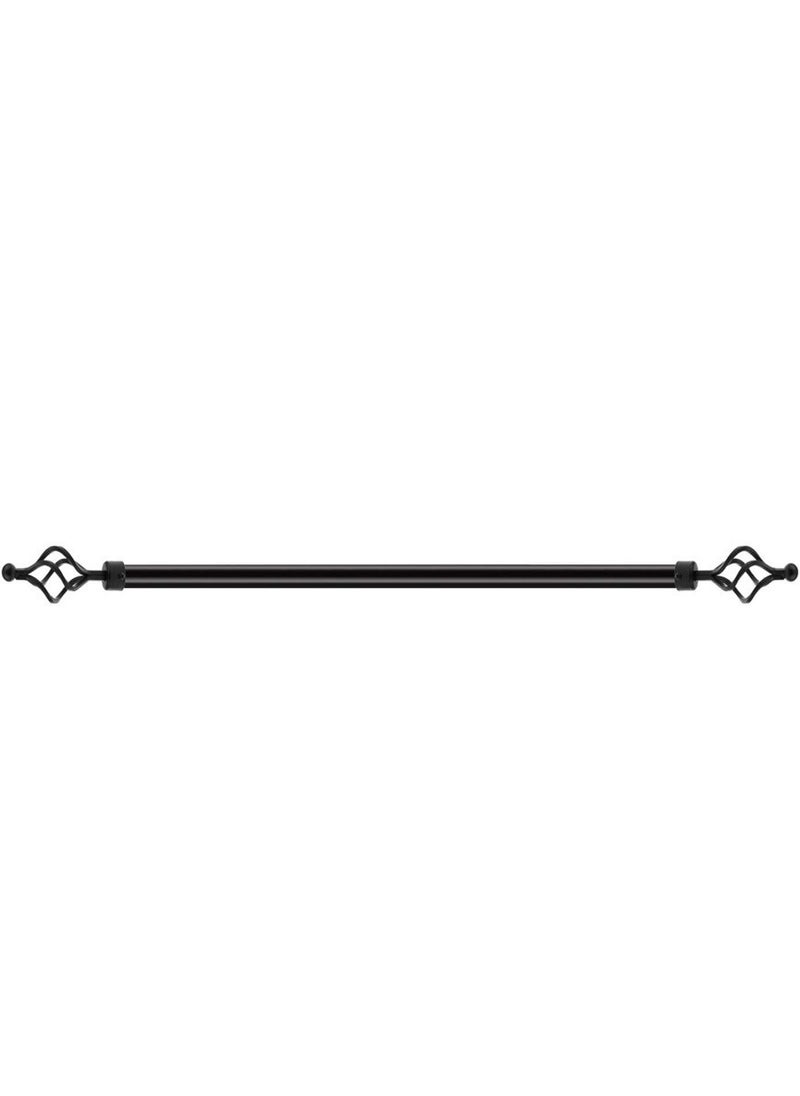 Generic - Expandable Curtain Single Rod with Twisted Cage Finials Black 2 Meter - Image 1