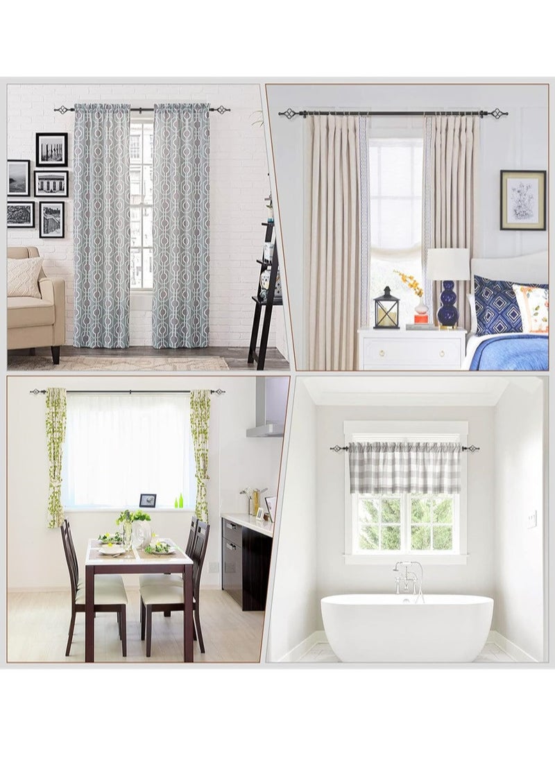 Generic - Expandable Curtain Single Rod with Twisted Cage Finials Black 2 Meter - Image 1