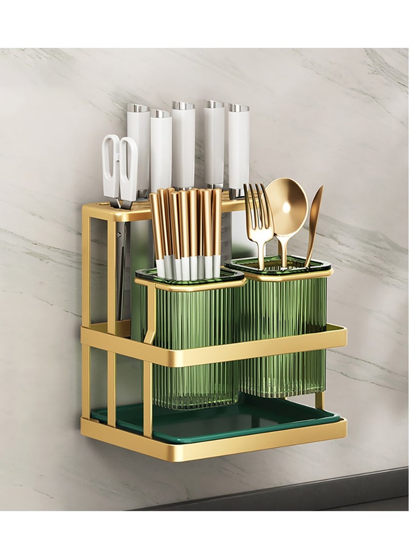 HomeGenic Cutlery Holder, Metal Flatware Organizer, Spoon Knives Fork holder, Utensils Organizer, Kitchen Organizer for Countertop, Self-Adhesive Wall-Mounted Cutlery Organizer. - Image 1