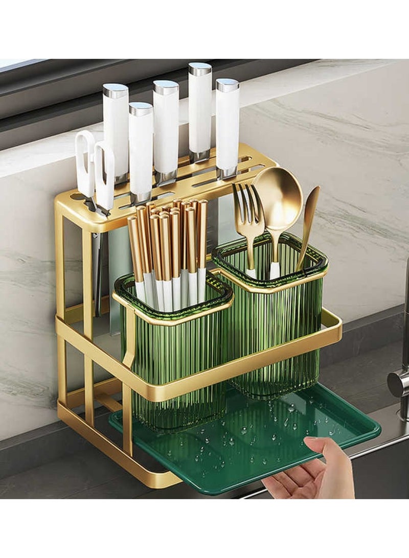 HomeGenic Cutlery Holder, Metal Flatware Organizer, Spoon Knives Fork holder, Utensils Organizer, Kitchen Organizer for Countertop, Self-Adhesive Wall-Mounted Cutlery Organizer. - Image 3