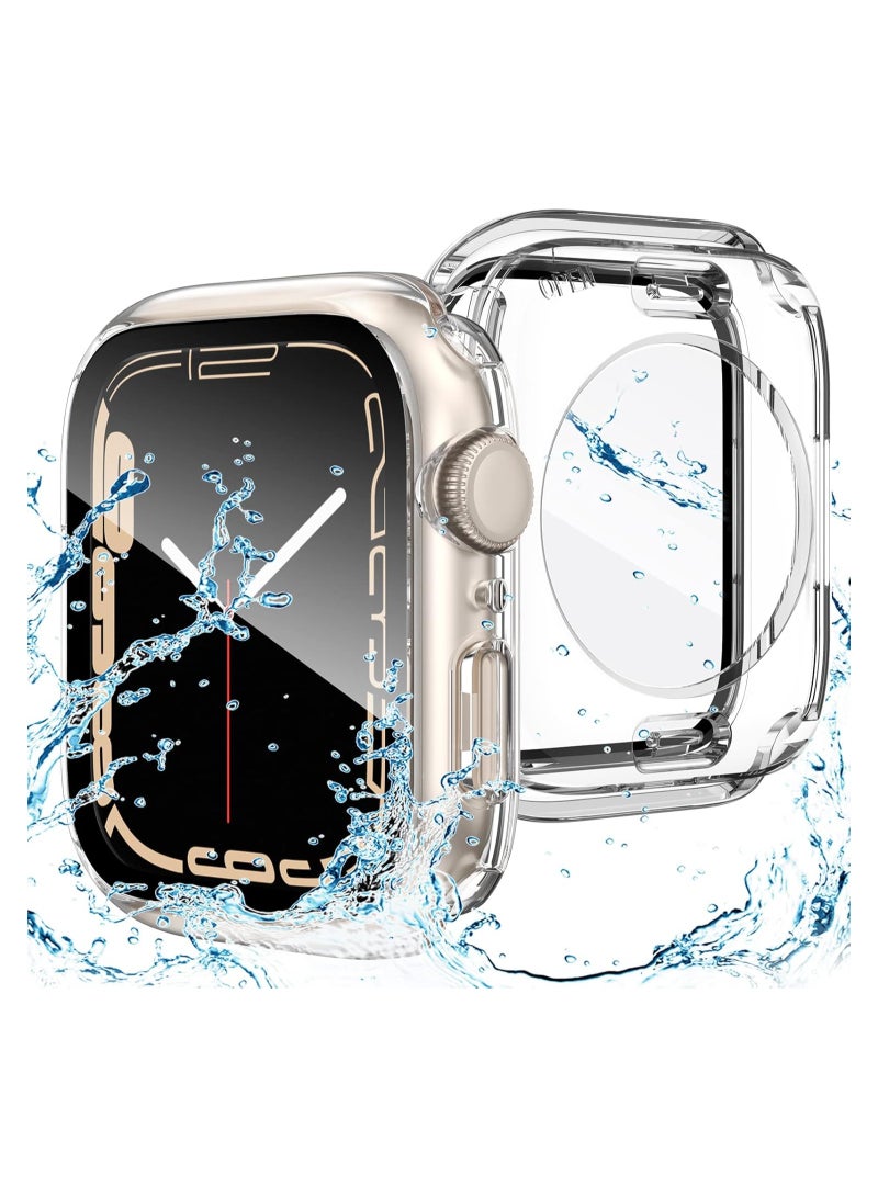 يليلاي حافظة مقاومة للماء لساعة أبل سلسلة 10 42 مللي متر مع واقي شاشة من الزجاج المقسى ، 360 تغطية كاملة الغطاء الواقي لساعة أبل آي واتش إس 10 42 مللي متر ، شفاف - Image 1