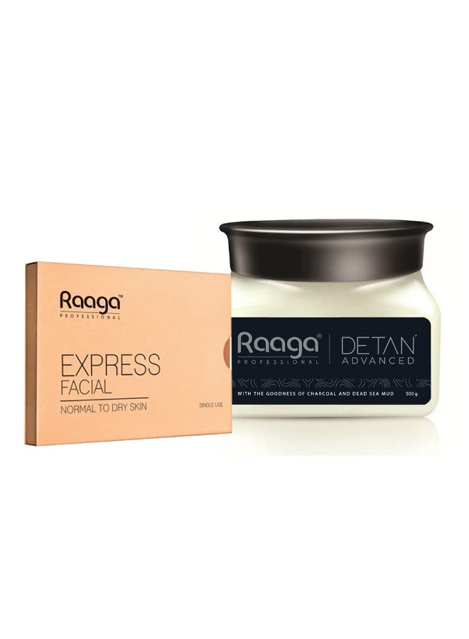 Raaga Professional Express Facial Kit | Normal to Dry | 35gm & Raaga Professional Detan Advanced | 500 g - Image 1