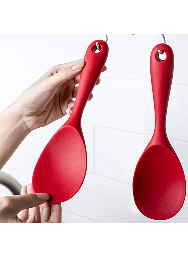 Red Heat Resistant Non Stick Silicone Spoon Dishwasher Safe Kitchen Utensil - Image 2