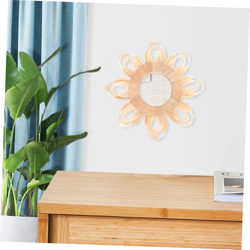 Luxshiny Rattan Mirror Wall Decor Wall Hanging Aesthetic Makeup Mirror Home Decor for Bedroom Bathroom - Image 5