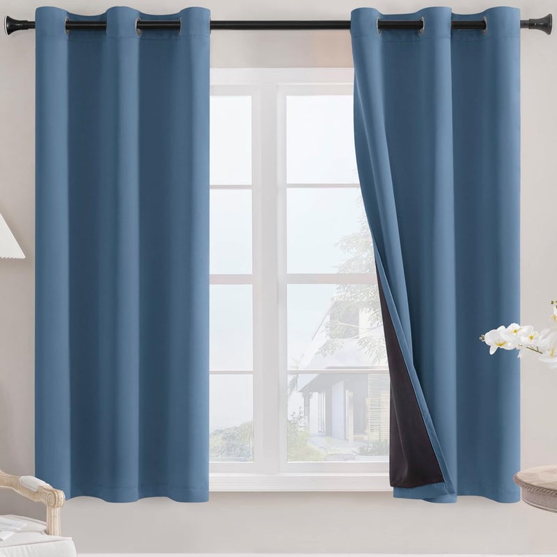 Rutterllow 100% Blackout Curtains - Stone Blue - Image 1