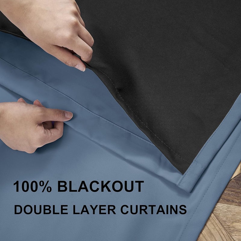 Rutterllow 100% Blackout Curtains - Stone Blue - Image 3