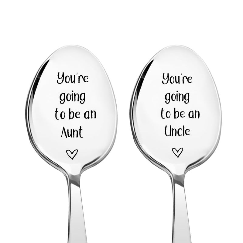 New Aunt And Uncle Gifts First Time 2025 You Are Going to Be An Auntie And Uncle Spoons Gifts for First Time Aunt Uncle to Be Gifts Pregnancy Announcement Gifts for Aunt and Uncle Spoon Set