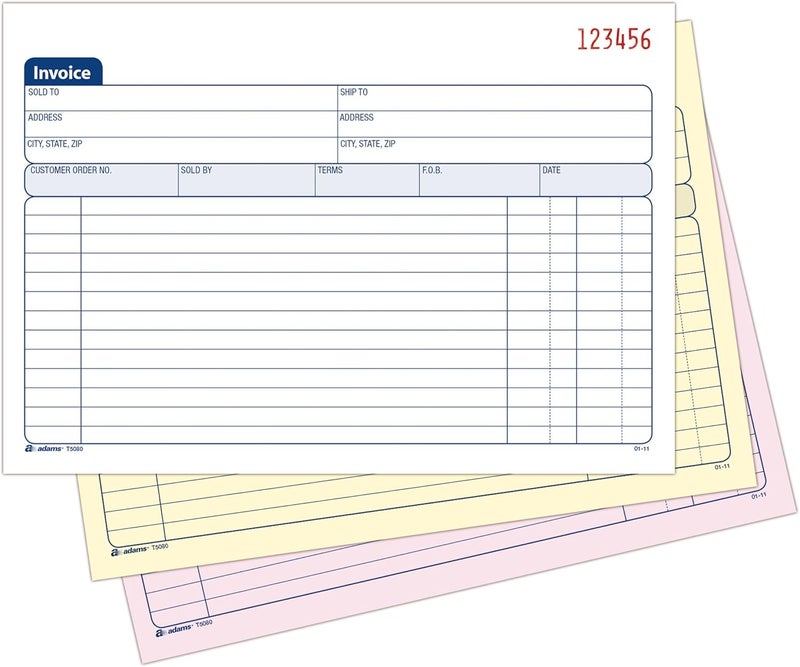 Adams Invoice Book, 3-Part, Carbonless, 5-9/16 x 8-7/16 Inches, 50 Sets per Book (T5080),White/Canary/Pink - Image 2