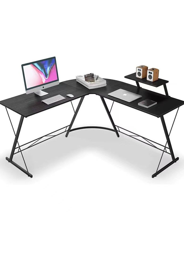 Generic - L-shaped desktop computer corner table, home gaming desk, office desk with large display bracket, space saving, easy to assemble - Image 1
