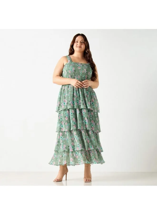 2Xtremz 2Xtremz All-Over Floral Print Sleeveless Dress with Ruffles