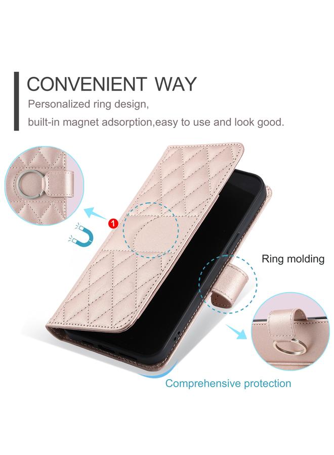 S-TOP Case For Samsung Galaxy A16 5G Ring Buckle Rhombic Leather Phone Case - Image 5