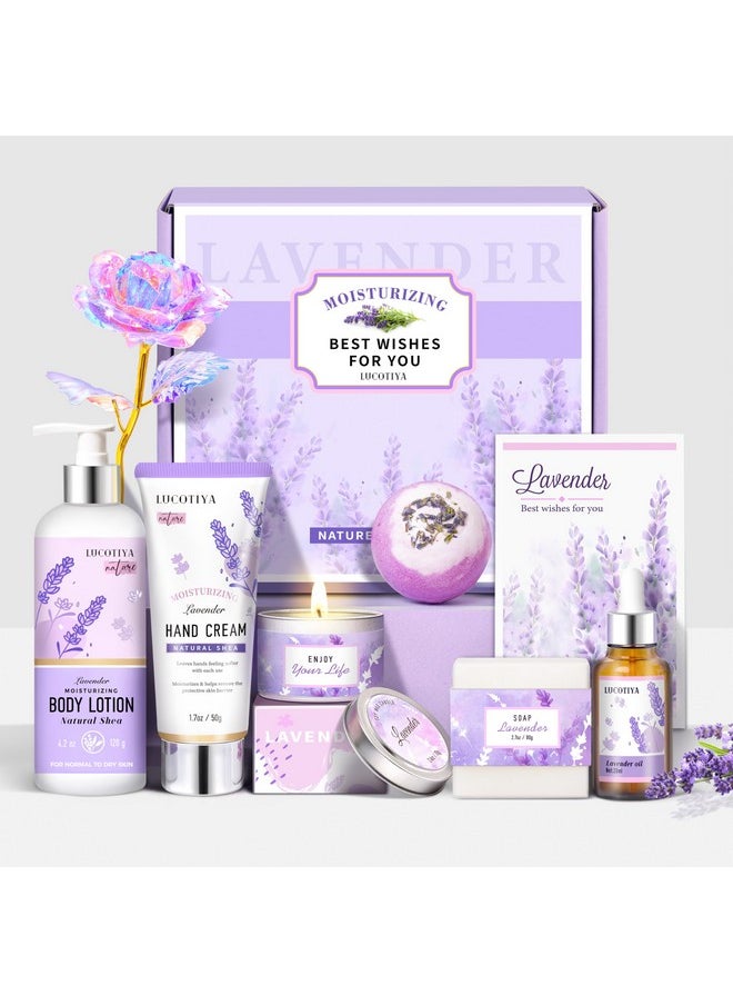 LUCOTIYA Gifts For Women Spa Gifts For Women Lavender Gift Baskets With Body Lotionessential Oilhand Creambirthday Gifts For Women Self Care Relaxing Bath Sets For Women Giftgifts For Momhersisterwife  - Image 1