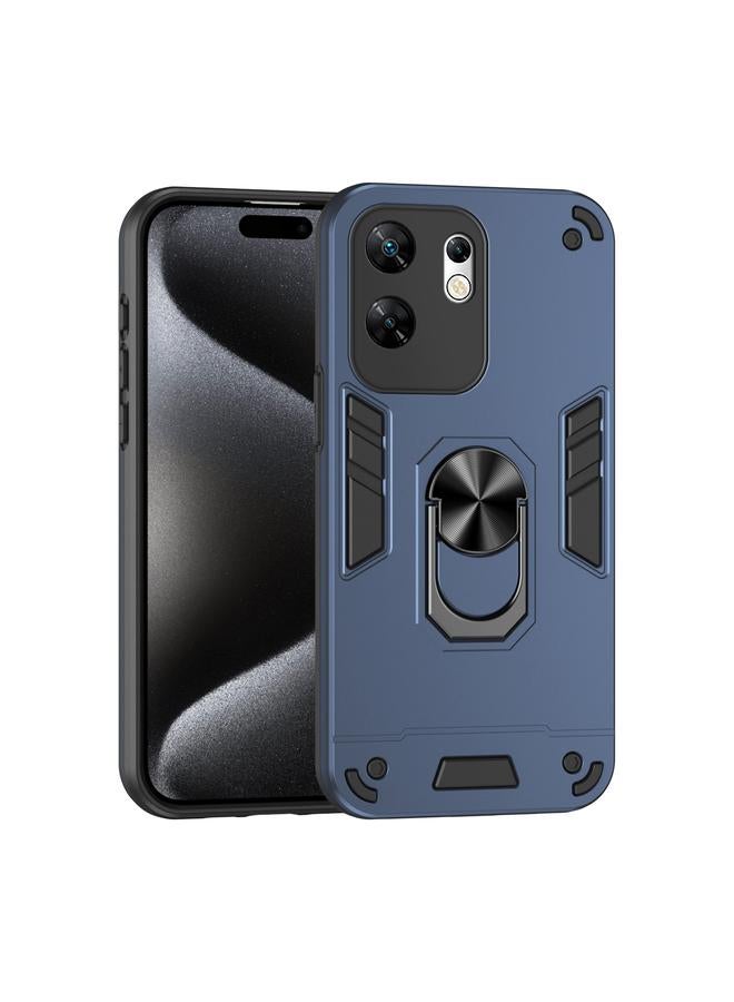 For Infinix Zero 30 4G Shockproof Metal Ring Holder Phone Case(Blue)