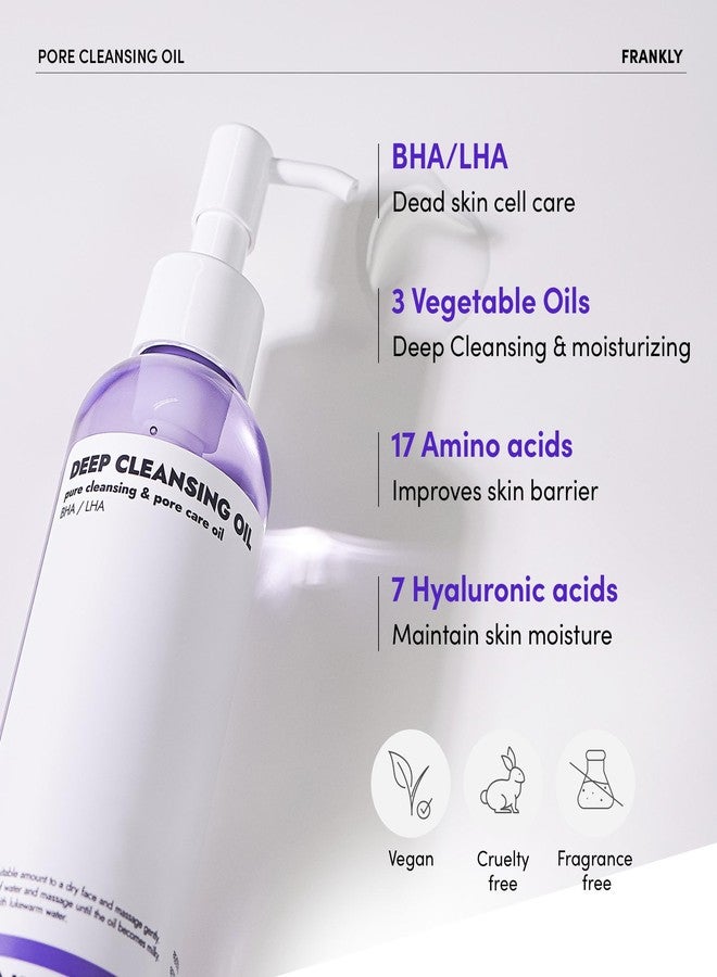 FRANKLY Pore Cleansing Oil, Oil Cleanser for Face l Makeup Blackhead Remover with BHA & LHA, Amino Acids, Hyaluronic Acid l All Skin Types, Korean Skin Care 6.8 fl oz - Image 4