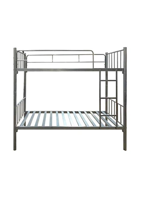 Bunk Bed Metal Frame Safety Rails, Built-In Ladder Silver