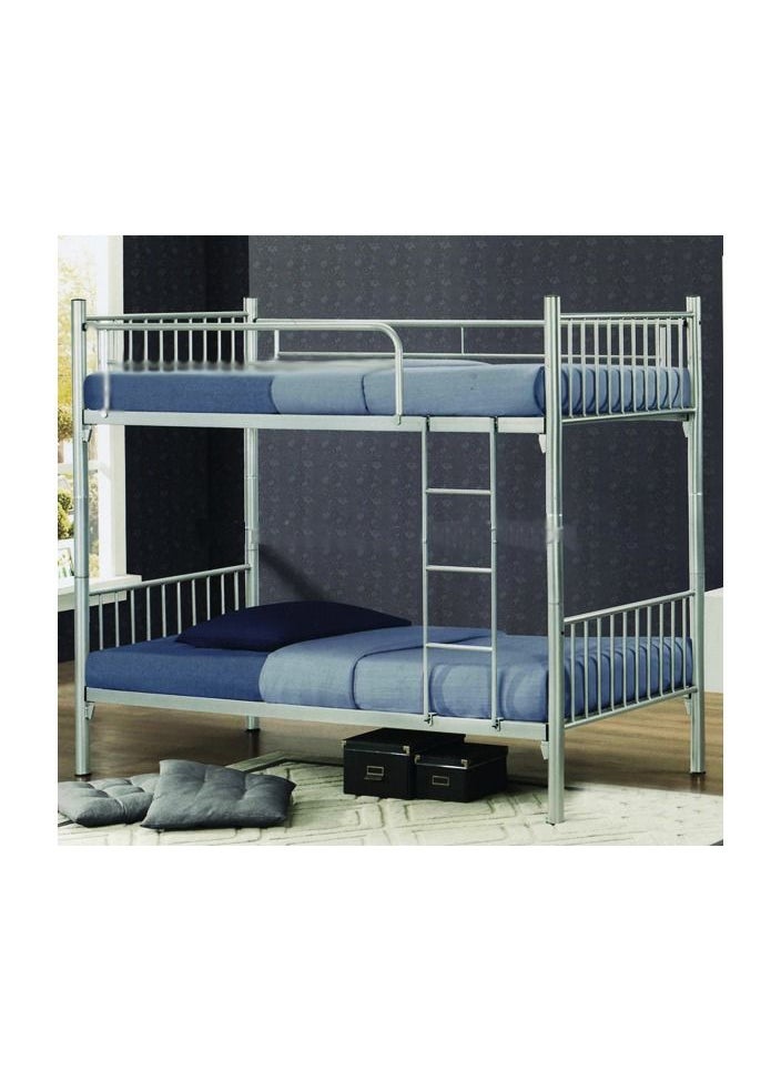 KARNAK Bunk Bed Metal Frame Safety Rails, Built-In Ladder Silver  - Image 5