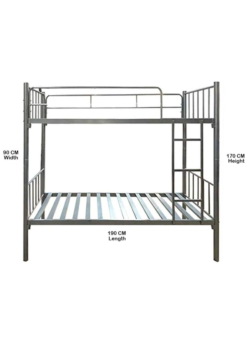 KARNAK Bunk Bed Metal Frame Safety Rails, Built-In Ladder Silver  - Image 2
