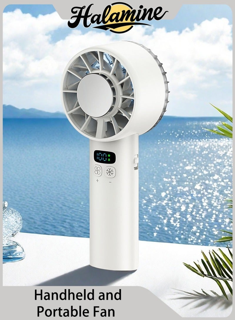 Halamine Mini Fan, Portable Handheld Fan, High-Speed Turbofan Brushless motor and TEC Semiconductor cooling 5200 mAh USB Rechargeable Fan, Battery Table Fan with Digital Display, Support 100-Speeds Infinitely Adjustable making cold for Home , Travel, Commute, Office（New Upgrade） - Image 1