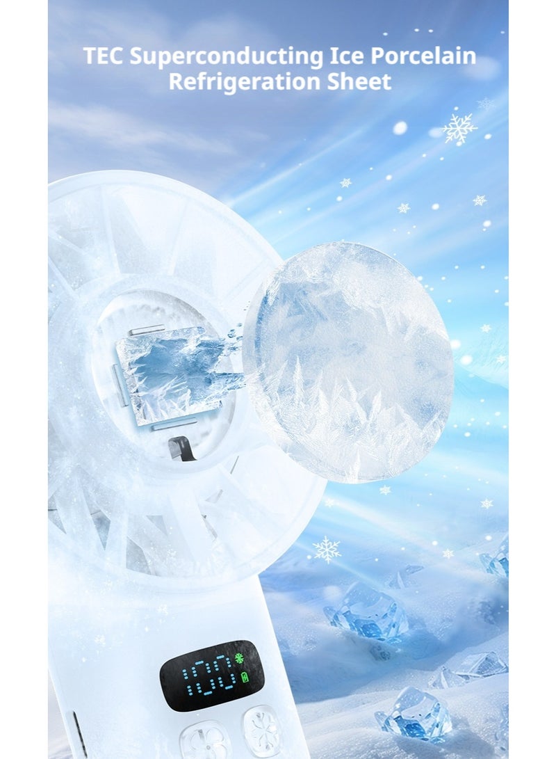 Halamine Mini Fan, Portable Handheld Fan, High-Speed Turbofan Brushless motor and TEC Semiconductor cooling 5200 mAh USB Rechargeable Fan, Battery Table Fan with Digital Display, Support 100-Speeds Infinitely Adjustable making cold for Home , Travel, Commute, Office（New Upgrade） - Image 3