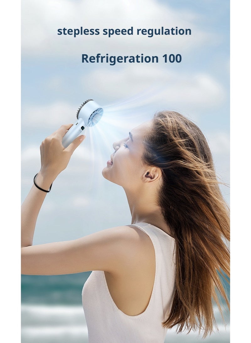 Halamine Mini Fan, Portable Handheld Fan, High-Speed Turbofan Brushless motor and TEC Semiconductor cooling 5200 mAh USB Rechargeable Fan, Battery Table Fan with Digital Display, Support 100-Speeds Infinitely Adjustable making cold for Home , Travel, Commute, Office（New Upgrade） - Image 5