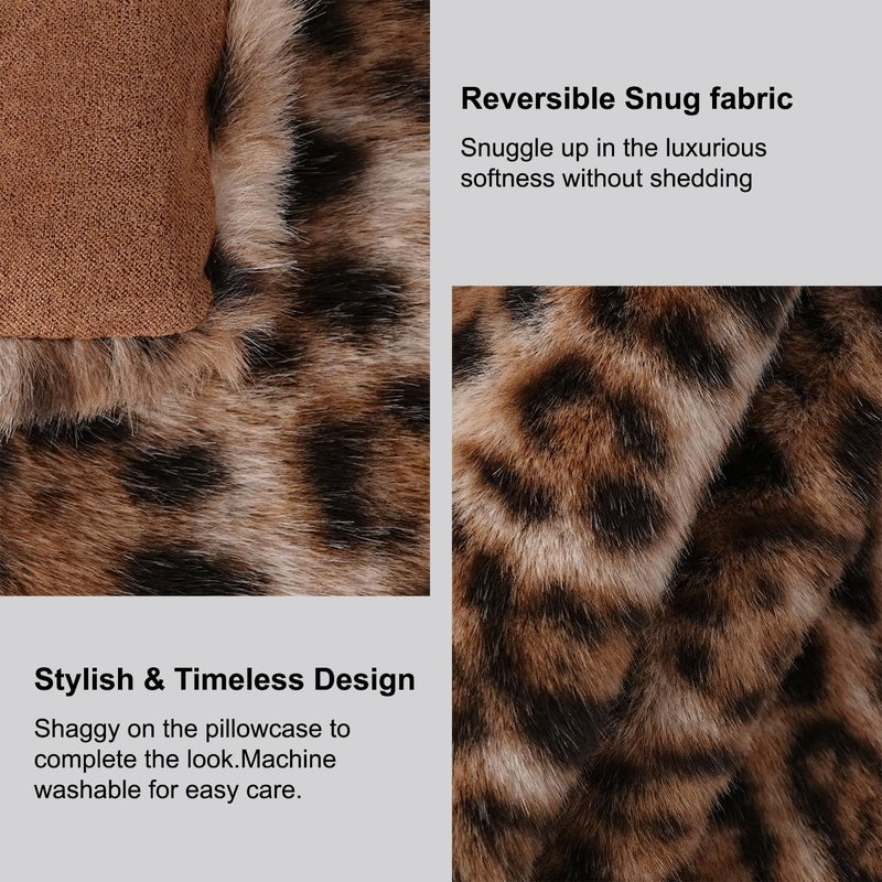 cygnus Faux Fur Cheetah Print Pillow Covers 18X18 inch Set of 2 Leopard Couch Pillowcase Fluffy Fuzzy Decorative Square Throw Pillows for Couch Sofa Living Room Bedroom Decor - Image 4