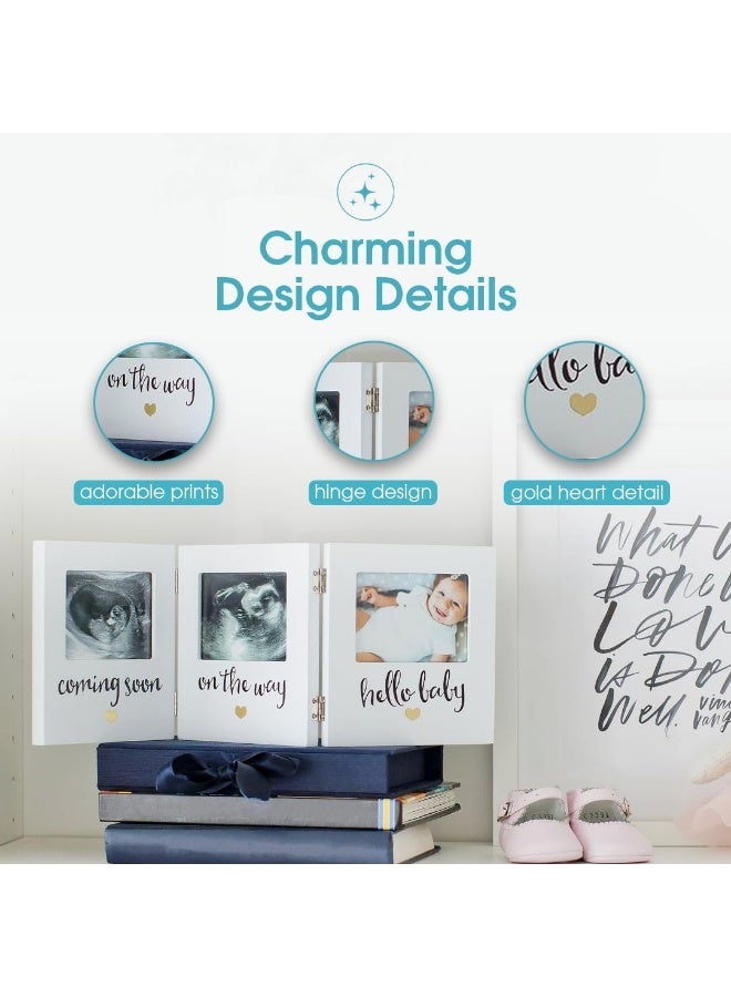 Pearhead Triple Sonogram Keepsake Photo Frame, Ultrasound Pregnancy to Newborn Picture Frame, Baby Nursery DÃ©cor, White - Image 4