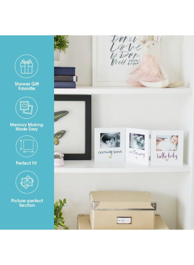 Pearhead Triple Sonogram Keepsake Photo Frame, Ultrasound Pregnancy to Newborn Picture Frame, Baby Nursery DÃ©cor, White - Image 5