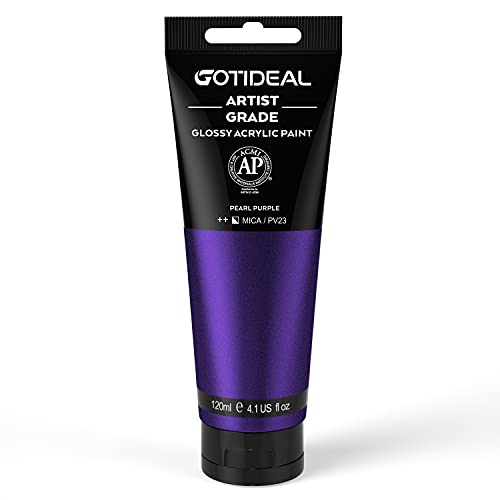 GOTIDEAL Metallic Acrylic Paint Pearl Purple Tubes(120ml, 4.1 oz) Non Toxic Non Fading,Rich Pigments for Painters, Adults & Kids, Ideal for Canvas Wood Clay Fabric Ceramic Craft Supplies - Image 1
