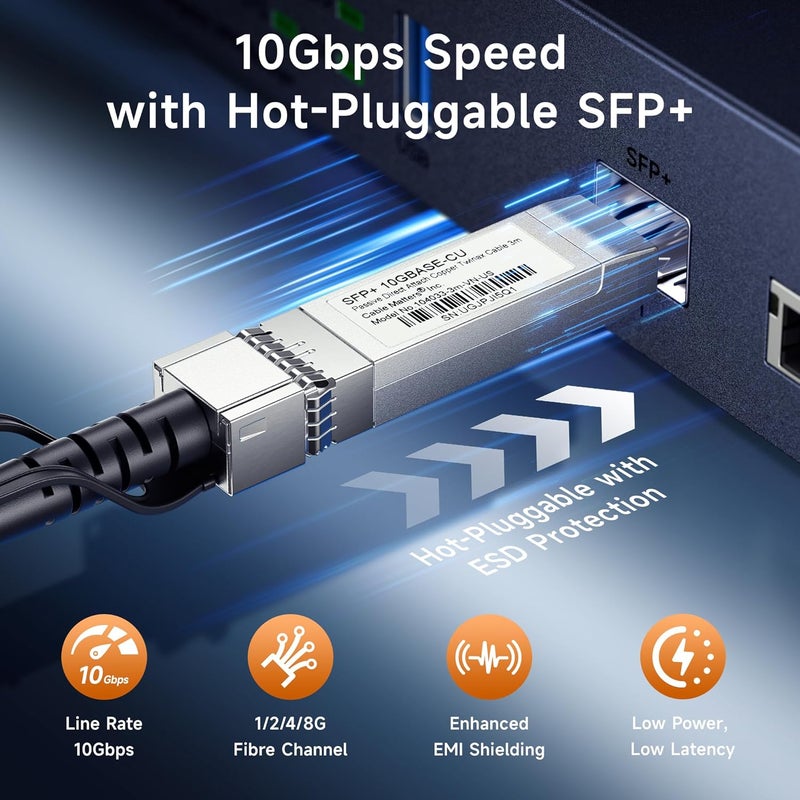 CableMatters كابل SFP توينكس DAC بسرعة 10Gbps - 1م / 3.3 قدم، كابل نحاسي مباشر متصل سلبياً 10GBASE-CU، متوافق مع أجهزة سيسكو، يوبكويتي، هواوي، نتجير، وسوبرمايكرو - Image 5