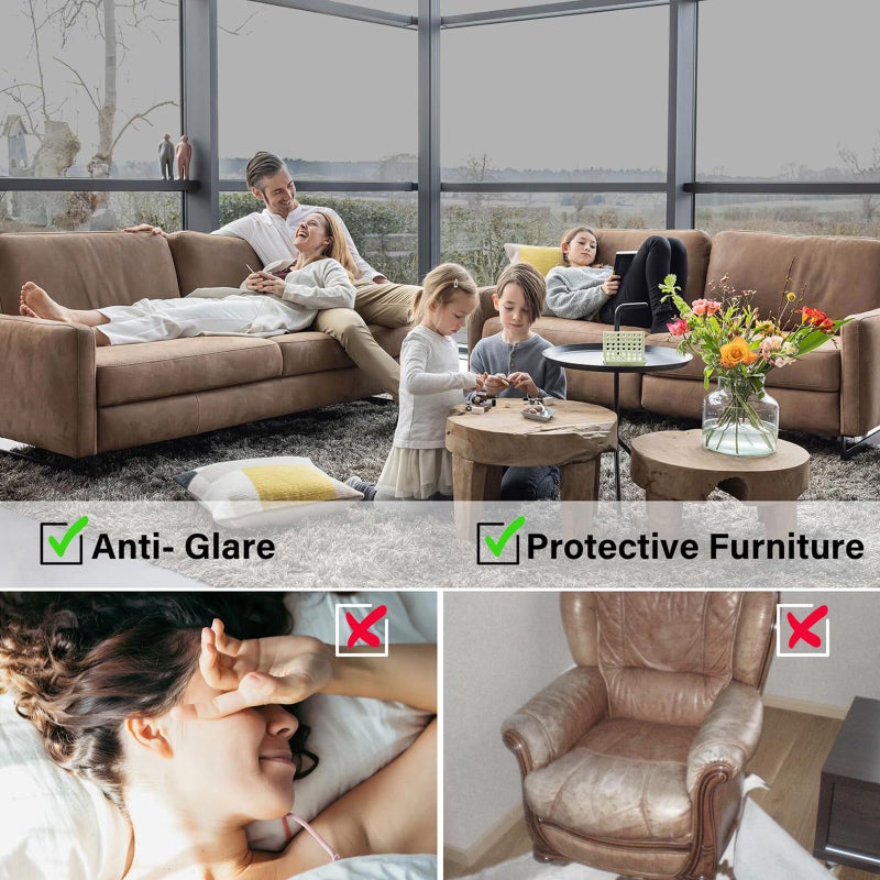 Kromapolis One Way Window Privacy Film Reflective Mirror Home Window Tint, Daytime Privacy Heat Control Anti UV Glass Tinting Static Cling (Silver, 23.6 x 78.7 inch) - Image 4