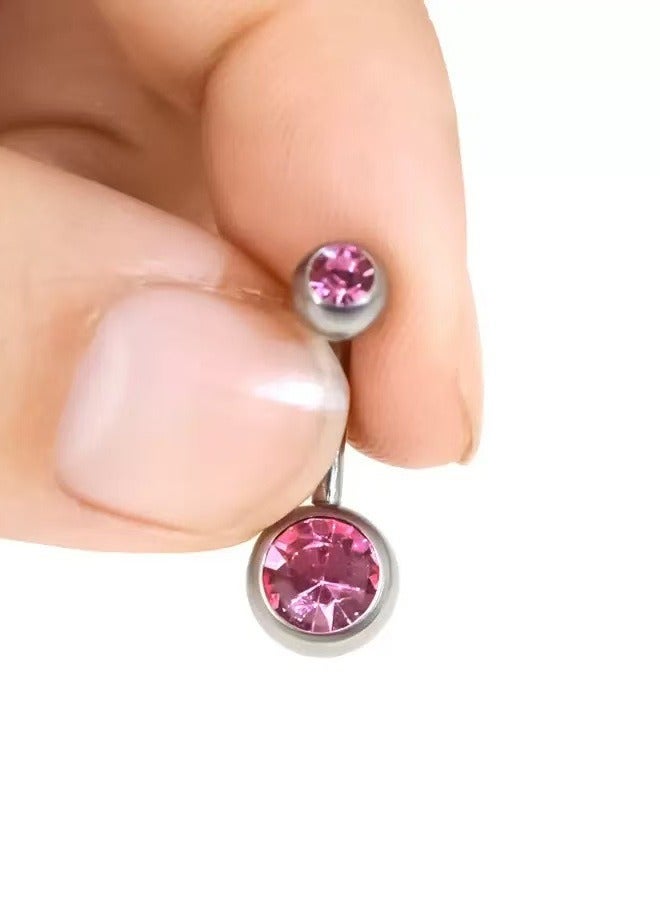 Innoshine 5pcs butterfly style Belly Ring Set Stainless Steel  pink  belly Button for Women perfect for holiday&dating & party & wedding  - Image 4