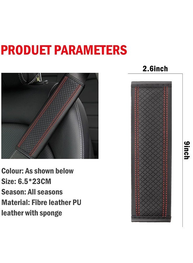 Car Seat Belt Pads Cover, Soft Comfort Leather Seat Belt Shoulder Strap Covers, Carbon Fiber Safety Seatbelt Shoulder Strap Pad (Black) - Image 2
