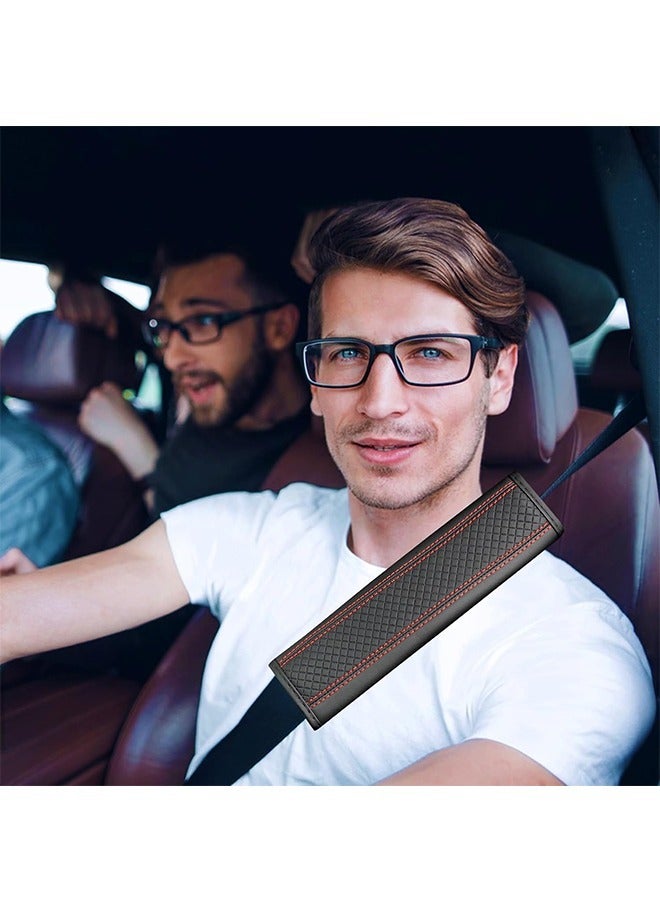 Car Seat Belt Pads Cover, Soft Comfort Leather Seat Belt Shoulder Strap Covers, Carbon Fiber Safety Seatbelt Shoulder Strap Pad (Black) - Image 3