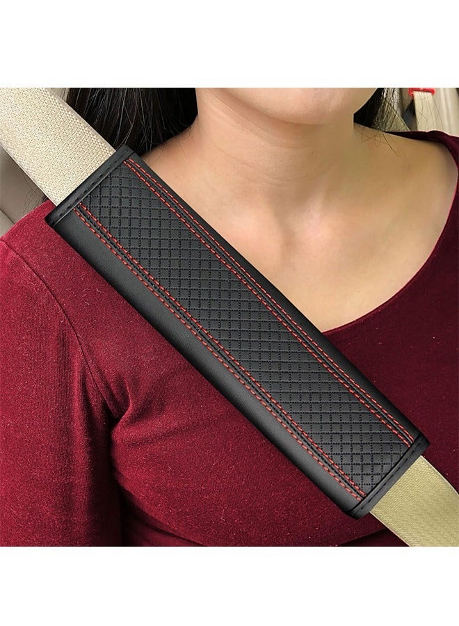 Car Seat Belt Pads Cover, Soft Comfort Leather Seat Belt Shoulder Strap Covers, Carbon Fiber Safety Seatbelt Shoulder Strap Pad (Black) - Image 4