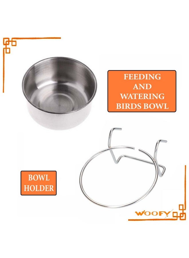 Birds Stainless Steel Feeder Bowl | Parrot Feeding And Watering Premium Hanging Cage Bowls | Food Bowls With Holder For All Bird - (250Ml, Pack Of 2Pcs) - Image 5