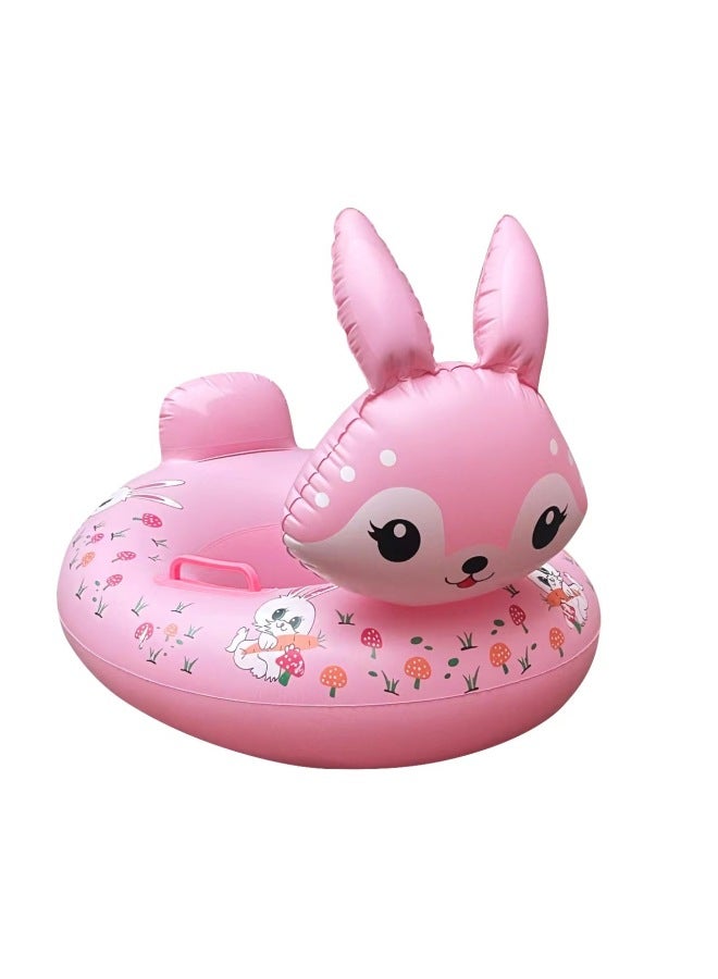 Generic Spot Water Sitting Ring Children Swimming Ring Inflatable Duck Animal Pattern Seat Seat Boat-Color:rabbit Powder - Image 1