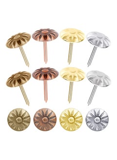 Generic 400 Pcs Antique Brass Daisy Decorative Nails, Gold Brass Upholstery Tacks Nails Furniture Nails for Sofa, Crafts, Furniture, Hardware Tool, 11 x 16cm, 4 Colors  - Image 1