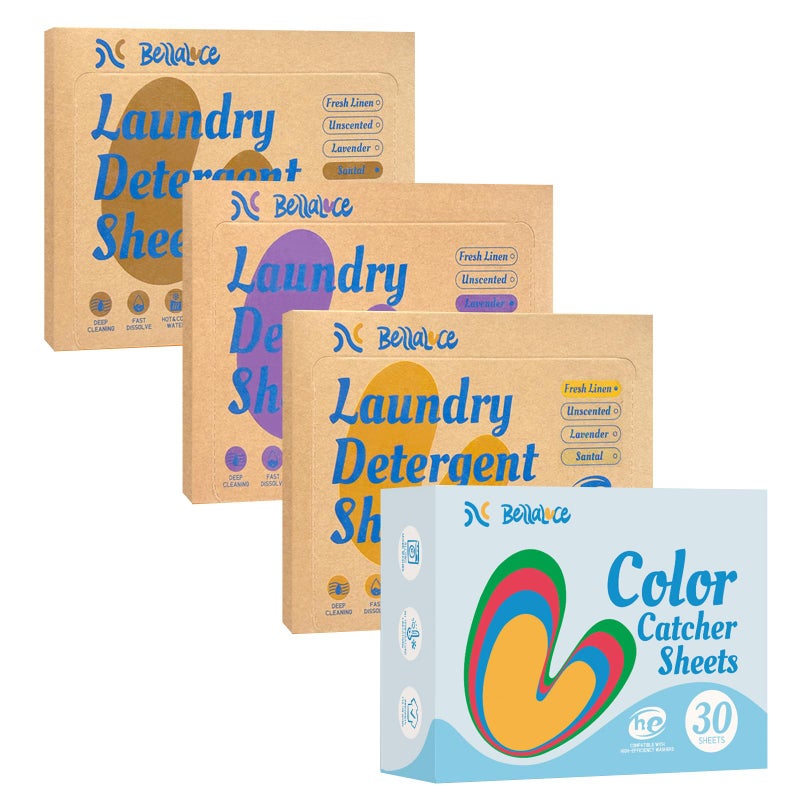 BellaLuce Laundry Detergent Sheets with 30 Color Catchers 96 Loads Linen Lavender Sandalwood Eco Friendly PlasticFree Hypoallergenic Prevent Color Bleeding Laundry Care Essentials - Image 2